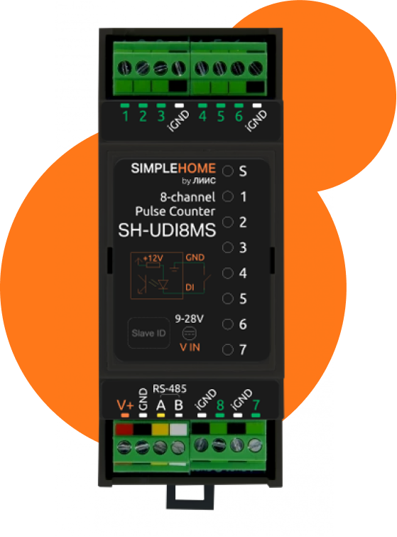Модуль счетных входов с RS-485, Modbus RTU